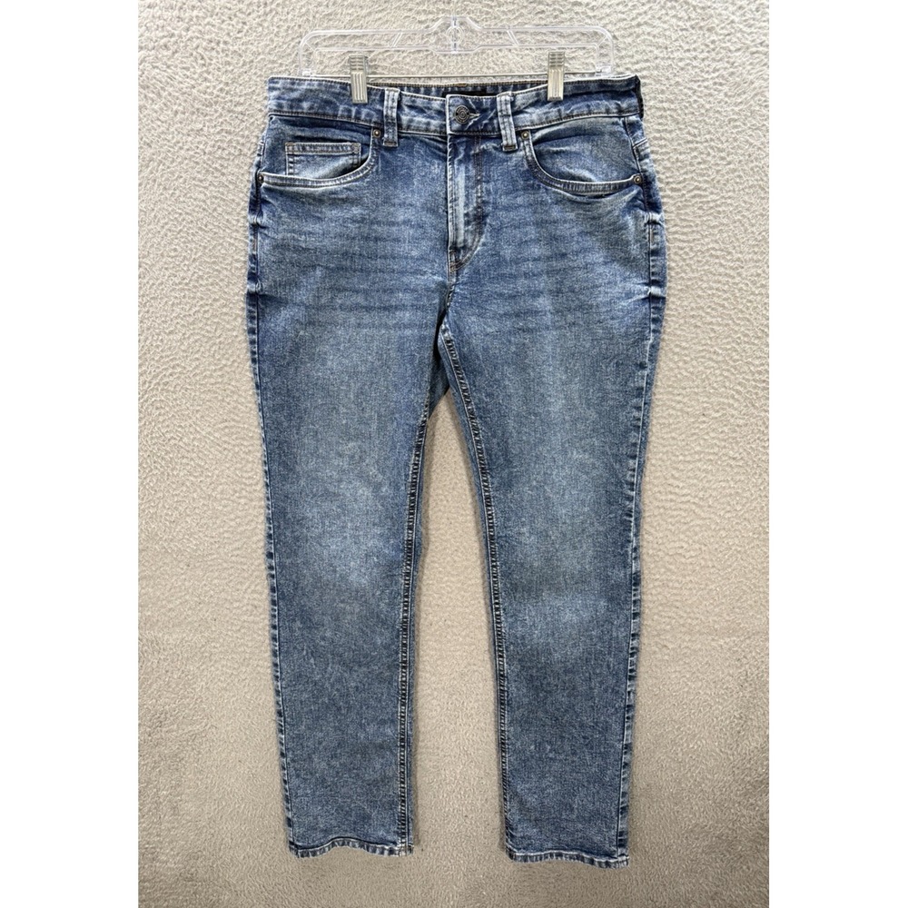 Buffalo David Bitton Jeans Mens 32x32 Blue Straight Six Stretch Distressed Denim